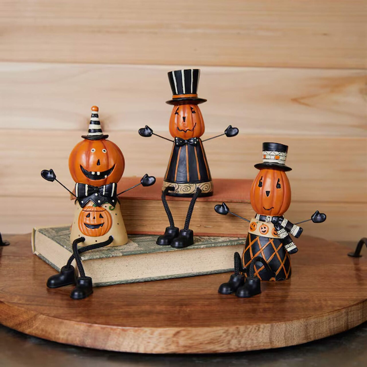 3 Sets Melrose International Jack-O-LanternShelf Sitter Halloween Indoor Decor